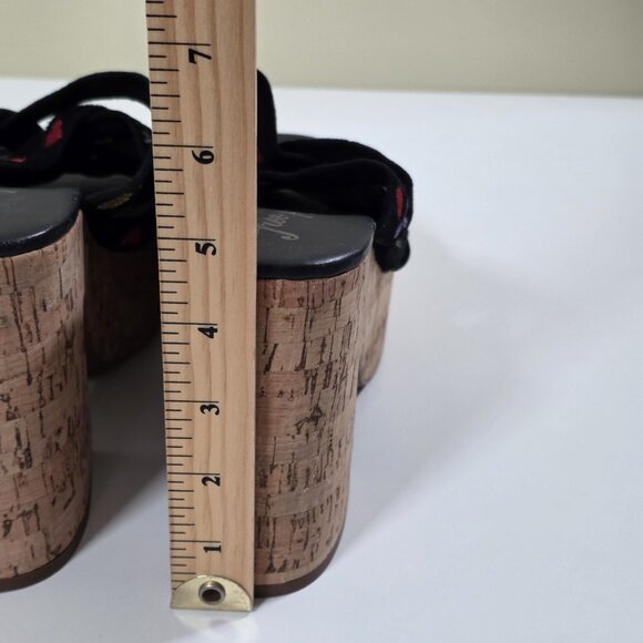 Free People Lisbon Clogs Womens 40 Chunky Cork Platform Suede Floral Embroidery - Picture 10 of 16